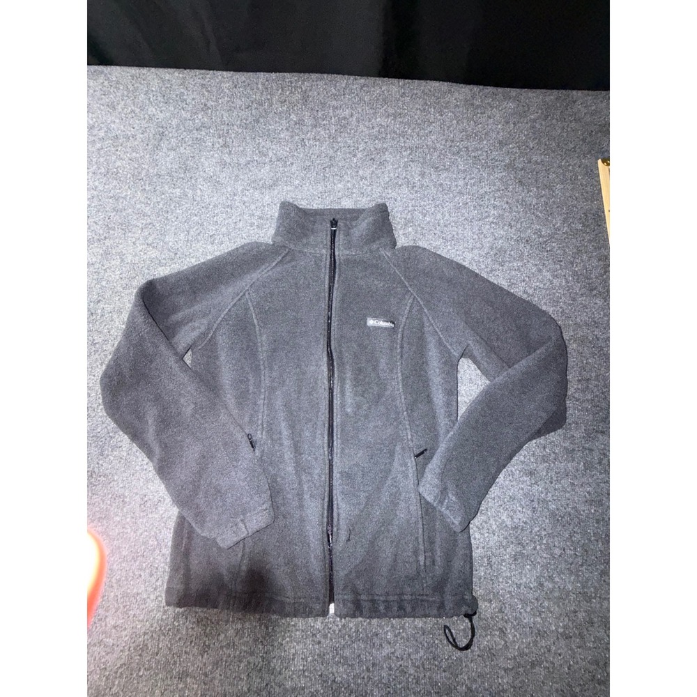Columbia Mens Charcoal Gray Full Zip Fleece Jacket WL6439 Mock Neck Pocketed